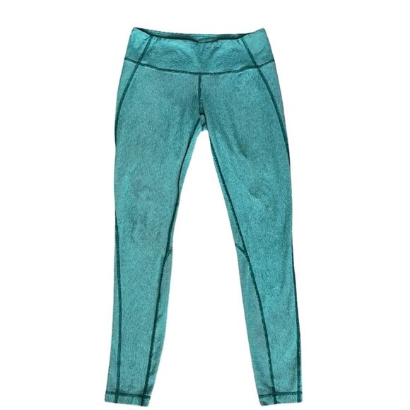 Lululemon Women’s Wunder Under Heathered Wee Stripe Menthol Green Leggings Sz 10 - Picture 2 of 11